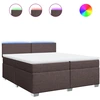 Image de vidaXL Lit boxspring avec matelas brun foncé 200x200 cm Tissu