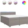 Image de vidaXL Lit boxspring avec matelas Taupe 200x200 cm Tissu