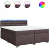 Image de vidaXL Lit boxspring avec matelas brun foncé 200x200 cm Tissu