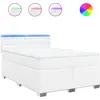 Image de vidaXL Lit boxspring avec matelas blanc 160x200 cm similicuir