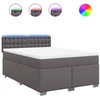 Image de vidaXL Lit boxspring avec matelas Gris 160x200 cm simili-cuir