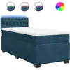 Image de vidaXL Lit boxspring avec matelas bleu 90x190 cm velours