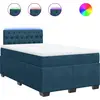 Image de vidaXL Lit boxspring avec matelas bleu 120x200 cm velours