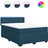 Image de vidaXL Lit boxspring avec matelas bleu 140x190 cm velours