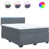 Image de vidaXL Lit boxspring avec matelas gris foncé 140x190 cm velours