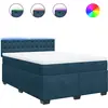 Image de vidaXL Lit boxspring avec matelas bleu 140x190 cm velours