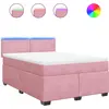 Image de vidaXL Lit boxspring avec matelas rose 140x200 cm velours