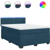 Image de vidaXL Lit boxspring avec matelas bleu 140x200 cm velours