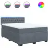 Image de vidaXL Lit boxspring avec matelas gris foncé 140x200 cm velours