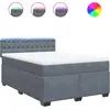 Image de vidaXL Lit boxspring avec matelas gris foncé 140x200 cm velours