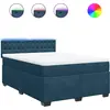 Image de vidaXL Lit boxspring avec matelas bleu 140x200 cm velours