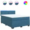 Image de vidaXL Lit boxspring avec matelas bleu 160x200 cm velours