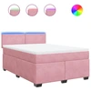 Image de vidaXL Lit boxspring avec matelas rose 160x200 cm velours