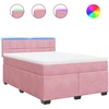 Image de vidaXL Lit boxspring avec matelas rose 160x200 cm velours