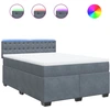Image de vidaXL Lit boxspring avec matelas gris foncé 160x200 cm velours