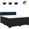 Image de vidaXL Lit boxspring avec matelas noir 180x200 cm velours