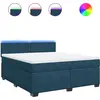Image de vidaXL Lit boxspring avec matelas bleu 180x200 cm velours
