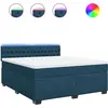 Image de vidaXL Lit boxspring avec matelas bleu 180x200 cm velours