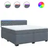 Image de vidaXL Lit boxspring avec matelas gris foncé 180x200 cm velours