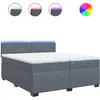 Image de vidaXL Lit boxspring avec matelas gris foncé 200x200 cm velours