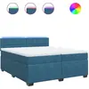 Image de vidaXL Lit boxspring avec matelas bleu 200x200 cm velours