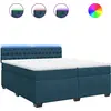 Image de vidaXL Lit boxspring avec matelas bleu 200x200 cm velours