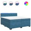 Image de vidaXL Lit boxspring avec matelas bleu 200x200 cm velours