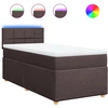 Image de vidaXL Lit boxspring avec matelas brun foncé 100x200 cm Tissu
