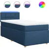 Image de vidaXL Lit boxspring avec matelas bleu 100x200 cm Tissu