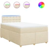Image de vidaXL Lit Boxspring avec matelas Crème 120x200 cm Tissu