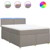 Image de vidaXL Lit boxspring avec matelas Taupe 140x190 cm Tissu