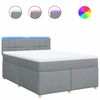 Image de vidaXL Lit boxspring avec matelas gris clair 140x190 cm Tissu