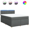 Image de vidaXL Lit boxspring avec matelas gris foncé 140x190 cm Tissu