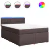 Image de vidaXL Lit boxspring avec matelas brun foncé 140x190 cm Tissu