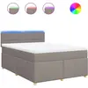 Image de vidaXL Lit boxspring avec matelas Taupe 140x190 cm Tissu
