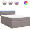 Image de vidaXL Lit boxspring avec matelas Taupe 140x190 cm Tissu