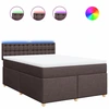 Image de vidaXL Lit boxspring avec matelas brun foncé 140x190 cm Tissu