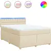 Image de vidaXL Lit boxspring avec matelas Crème 140x190 cm Tissu