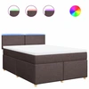 Image de vidaXL Lit boxspring avec matelas Marron foncé 140x200 cm Tissu