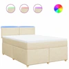 Image de vidaXL Lit boxspring avec matelas Crème 140x200 cm Tissu