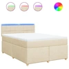 Image de vidaXL Lit boxspring avec matelas Crème 140x200 cm Tissu