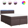 Image de vidaXL Lit boxspring avec matelas Marron foncé 140x200 cm Tissu