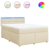 Image de vidaXL Lit boxspring avec matelas Crème 140x200 cm Tissu