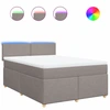 Image de vidaXL Lit boxspring avec matelas Taupe 160x200 cm Tissu