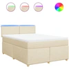 Image de vidaXL Lit boxspring avec matelas Crème 160x200 cm Tissu