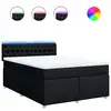 Image de vidaXL Lit boxspring avec matelas noir 160x200 cm Tissu
