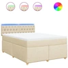 Image de vidaXL Lit boxspring avec matelas Crème 160x200 cm Tissu