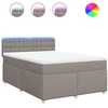 Image de vidaXL Lit boxspring avec matelas Taupe 160x200 cm Tissu