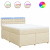 Image de vidaXL Lit boxspring avec matelas Crème 160x200 cm Tissu