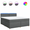 Image de vidaXL Lit boxspring avec matelas gris foncé 180x200 cm Tissu